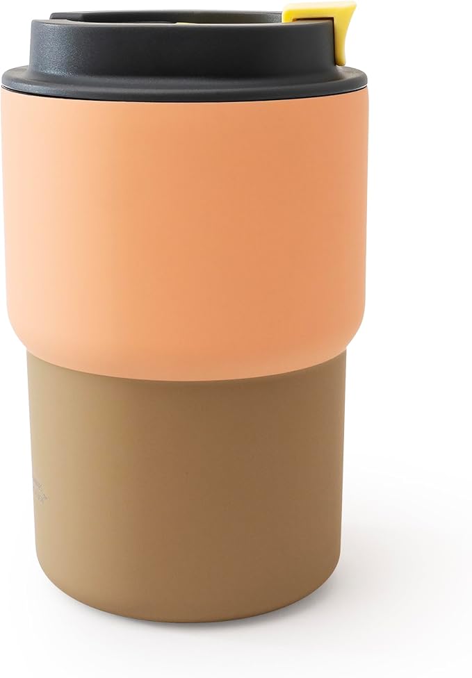 asobu Ultimate Stainless Steel Ceramic Inner Coating Coffee Mug with Double Walled Copper Lining Insulation, 12 Ounces (Peach)