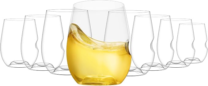 GOVINO Unbreakable Plastic Wine Glasses - Stemless Shatterproof Tritan Glassware, Fancy Cups That Look Like Glass, 12oz, Set of 8