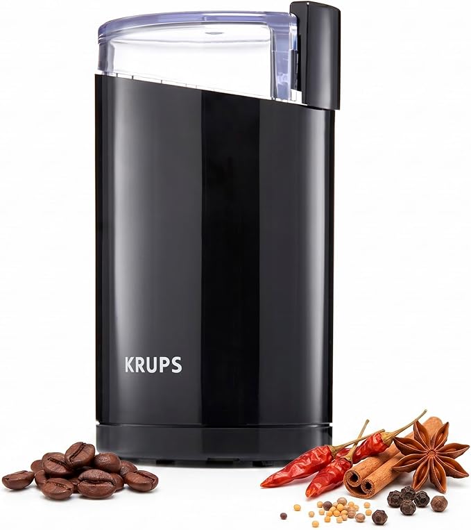 KRUPS Precision Electric Coffee Grinders, 3 oz Capacity, 200W Motor, Stainless Steel Blades for Uniform Grinding of Beans, Herb and Nuts, Coffee and Spice Grinder Electric, (Black)