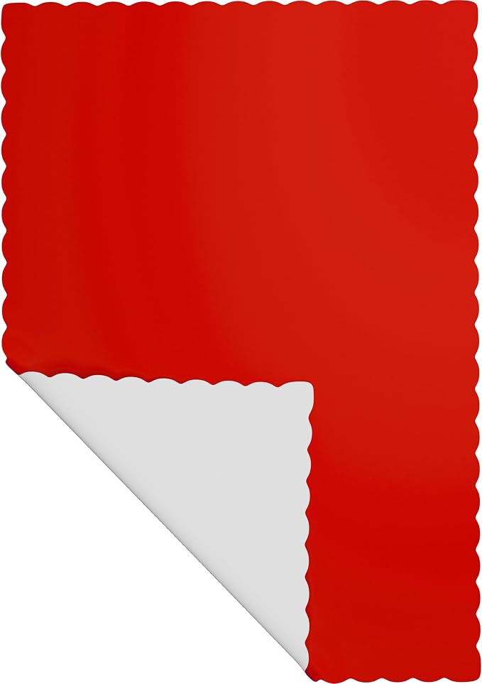Paper Placemats - Disposable - Scalloped Edge (100, Red)