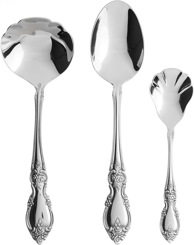 Oneida Louisiana 6-Piece Silverware Serving Set, Flatware | mirror finish, dishwasher safe | heavy duty, cutlery set for kitchen and dining, serving utensil set