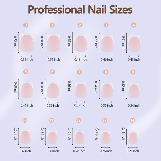 Misssix French Tip Press on Nails, 150Pcs Short Square Fake Nails Pink | French Tip Gel Nail Tips, No Need to File Tips Pre-lasting, Fake Nails for Nail Art DIY 15 Sizes