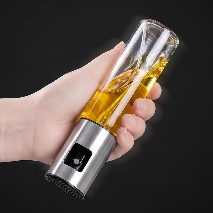 4 Pack 100ml Glass Olive Oil Sprayer with Scale & 4 Label Stickers, Refillable Fine Mist Oil Dispenser for Air Fryer, Salad, Baking, Grilling, Frying