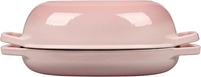 EDGING CASTING Enameled Cast Iron Oval Dutch Oven Pot with Lid, Dutch Oven for Sourdough Bread Baking, Bread Oven, Bread Dutch Oven, Oval Bread Pan, 5qt, Pink