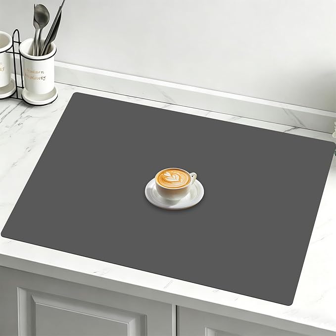 32"x24"(80cmx60cm) Large Silicone Mat for Kitchen Counter, Non-Slip Heat Resistant Countertop Protector, Waterproof Multipurpose Mat for Kitchen Island, Dark Gray
