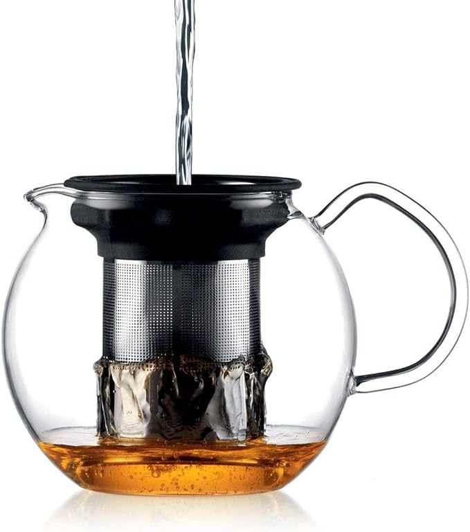 Bodum Assam Glass Tea Press with Stainless Steel Filter and Lid, 1.5-Liter, 51-Ounce