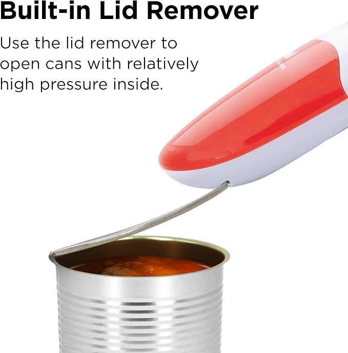 Kitchen Mama Auto 2.0 Electric Can Opener, Red | Refined Blade, Automatic Hands Free, Smooth Edge, Food-Safe, Battery Operated