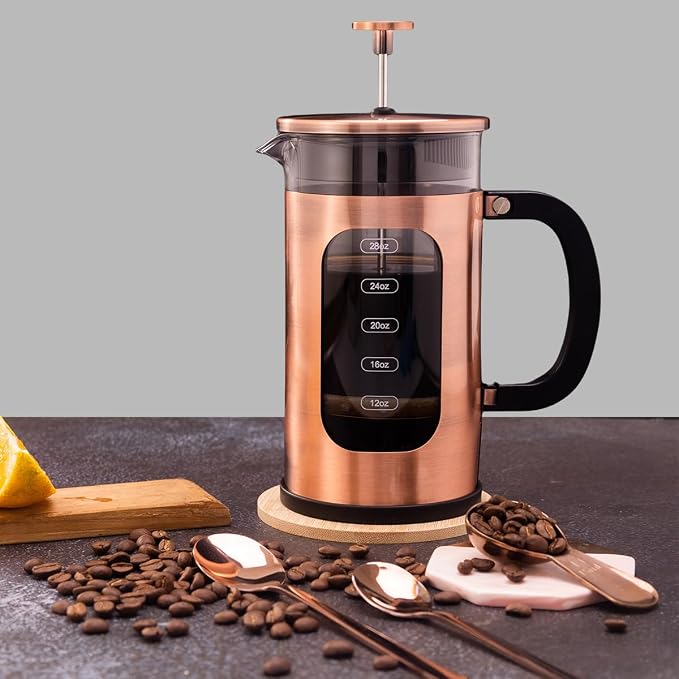 French Press Coffee Maker 8 cups 34 oz 304 Stainless Steel Coffee Press with 4 Filter Screens, Easy Clean Heat Resistant Borosilicate Glass - Free 100% BPA… (Candy Sparkle-AYUTYT, 34 oz)