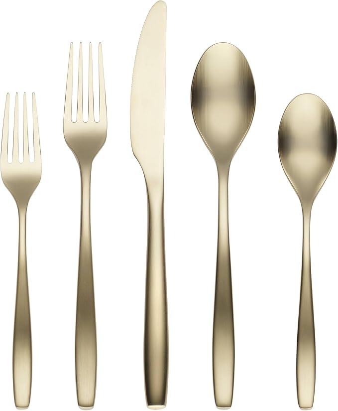 Cambridge Silversmiths Averie Black Satin 20-Piece Flatware Set, Service for 4