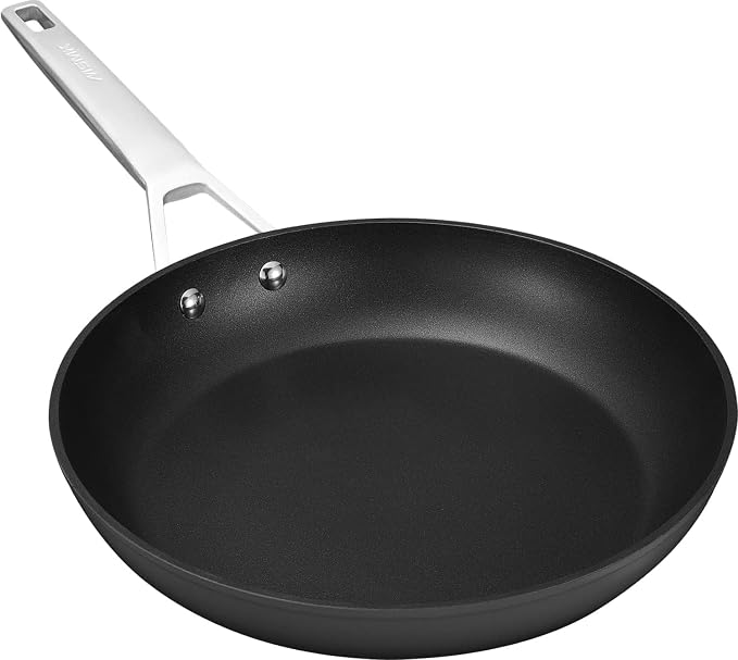 MsMk 11 Inch Nonstick Frying pan, Grey Large Cooking Pan Titanium Skillet | Non Toxic, Even Heating, Easy Clean, Dishwasher & Oven Safe, suitable for gas & electric & induction stoves, PFOA & PFAS Free