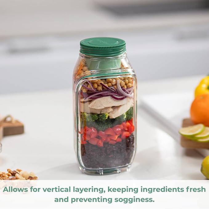 Prepara Classic Harvest Pod, 6 Cups, Green | Leakproof Meal Salad Jar On The Go