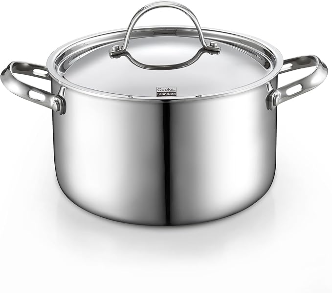 Cooks Standard Multi-Ply Clad Stainless Steel 4-Quart Stockpots with Lid | Tri-Ply Dutch Oven for Boiling, Stews, Sauces, Induction Ready, Dishwasher & Oven Safe