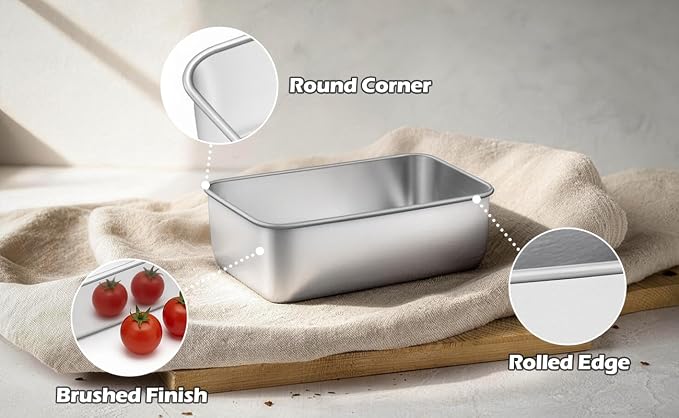 Leonyo 6.3x3.5IN Stainless Steel Mini Loaf Pans for Baking Bread, 6 Pack | Non-Toxic Small Mini Bread Loaf Pans Tins for Homemade Smaller Loaves Meatloaf Banana Brownies, Dishwasher Oven Safe