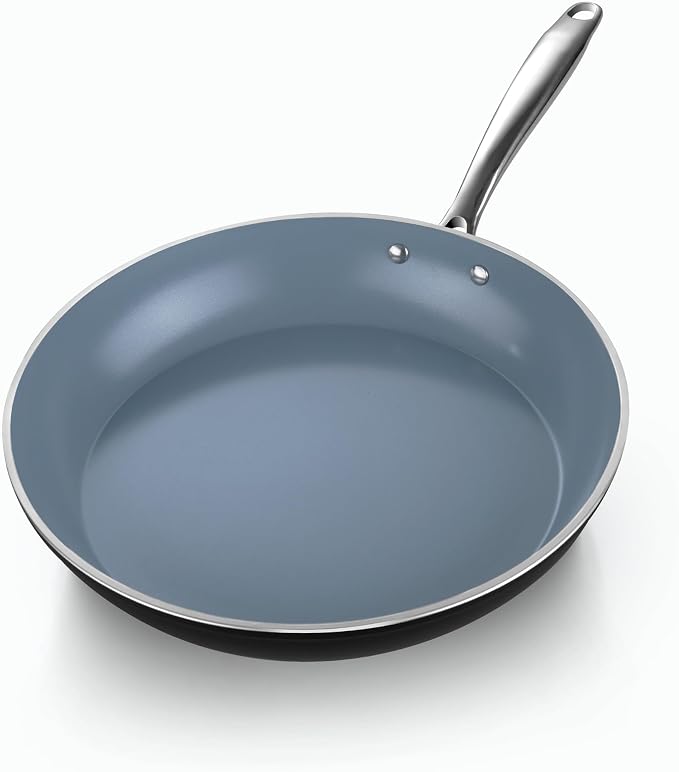 Cook N Home Classic 12 Inch Ceramic Nonstick Frying Pan, Cookware Skillet Egg & Omelet Pan, Induction, Oven Safe, Black