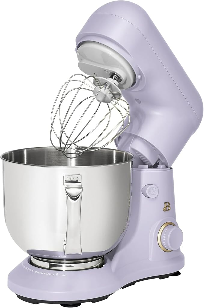 5.3 Qt Stand Mixer, 300W Electric Kitchen Mixer with 12 Speeds, Tilt Head Design, Stainless Steel Bowl, Dough Hook Whisk Beater Splash Guard (Lavender)