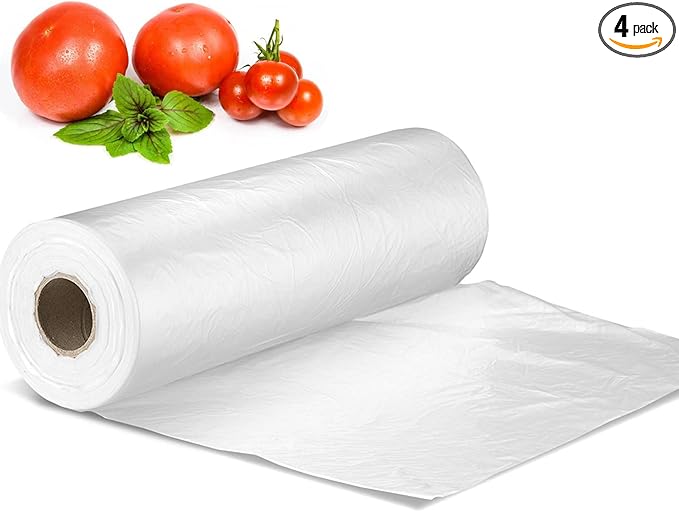 12" X 16" Plastic Produce Bag on a Roll, Bread and Grocery Clear Bag, 350 Bags/Roll, Total 4 Rolls