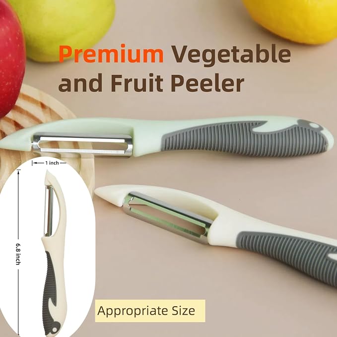 Stainless Steel Vegetable & Fruit Peeler for Kitchen, White | Ideal Carrot Cucumber Potato Peeling Helper, Sharp Swivel Straight Blade, Non-Slip & Ergonomic Handle, Dishwasher Safe