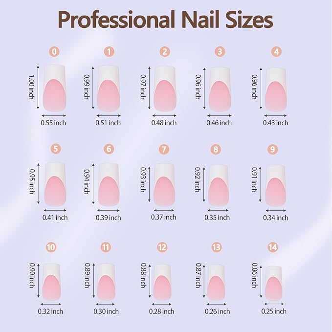 Misssix 240Pcs French Tip Press on Nail Long Square Gel Fake Nails Pink | No Need to File Tips Pre-lasting, White French Nail Tips for Nail Art DIY 15 Sizes