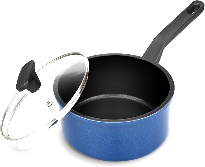 Nonstick Sauce Pan with Lid,1.5QT small pot, PFOA Free,Kitchen Pots Induction Pot,Blue