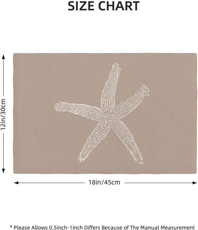 Summer Coastal Placemats Set of 4, Beach Theme Ocean Brown Tan Starfish Decorative Table Mat 12 x 18 Inch Heat Resistant Non Slip Line Fabric Nautical Place mat for Dining Table