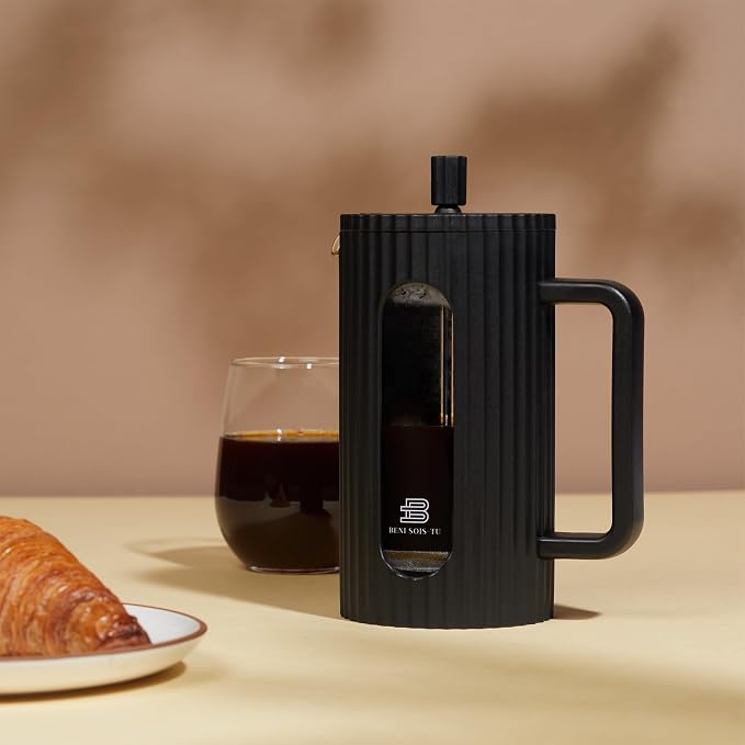 French Press Coffee Maker, 34 oz, Heat Resistant Borosilicate Glass, 4-level Filtration