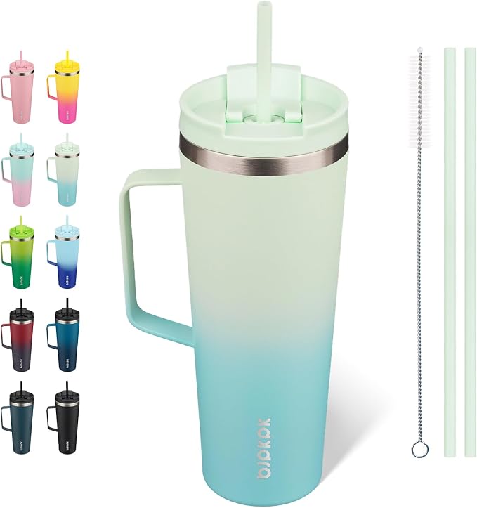 BJPKPK 26oz Insulated Tumbler with Handle, Lid & Straw, Stainless Steel | Double Wall Vacuum Insulated Coffee Travel Mug - Keeps Cold & Hot, BPA Free, Cupholder Fit for Office, Gym & Travel