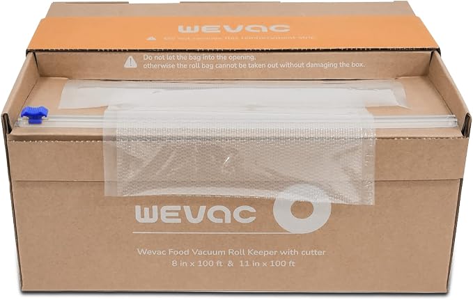 Wevac Vacuum Sealer Bags for Food, 8"x100' & 11"x100' Rolls with Cutter Box | BPA free, Commercial Grade, Heavy Duty, Freezer Safe, Sous Vide, Meal Prep, Meat & fish, Compatible with FoodSaver Sealers