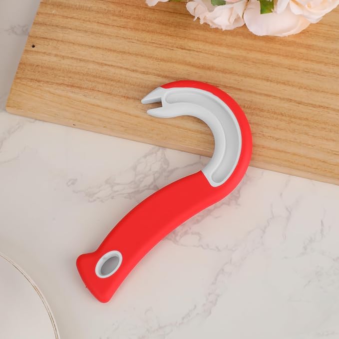 Easy Open Ring Pull Can Opener, J Hook Can Opener Pull Tab with No-Slip Grip for Seniors Kids Weak Hands Manual Soda Beer Pop Top Tin Bottle Jar Lid Lifter Tool (Red)