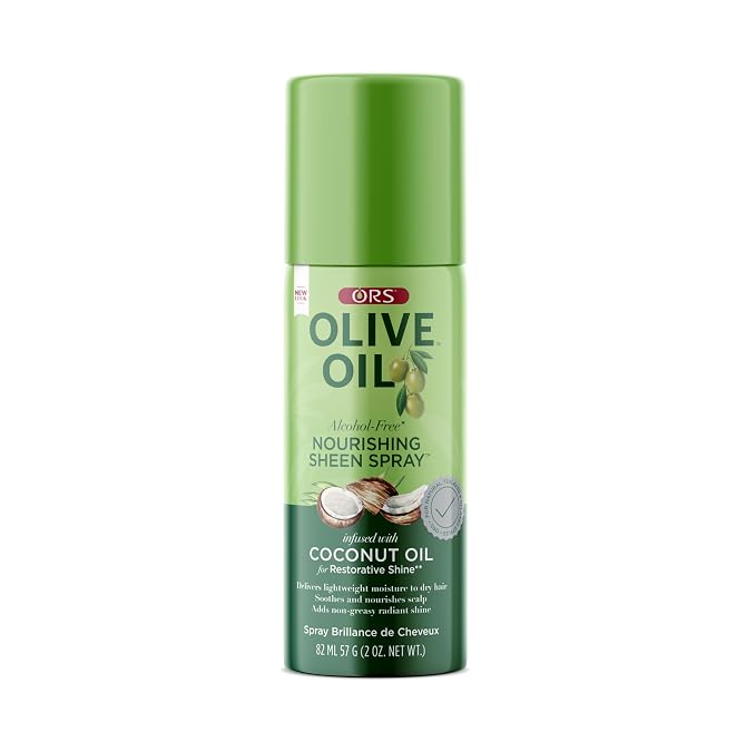 ORS Olive Oil Nourishing Sheen Spray with Coconut Oil for Restorative Shine 2 Ounces - Travel Size