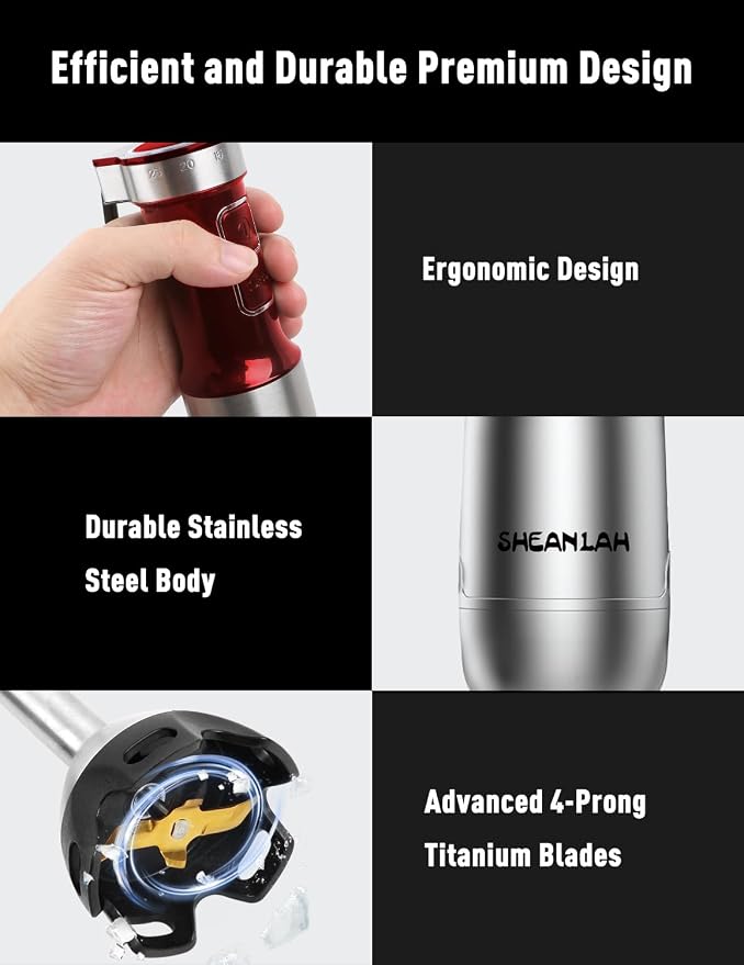 Powerful Immersion Blender handheld, 2026 New Update Hand Blender, Scratch-Resistant Corded Hand Mixer with Heavy-Duty Copper Brushless Motor and Gift Box Red