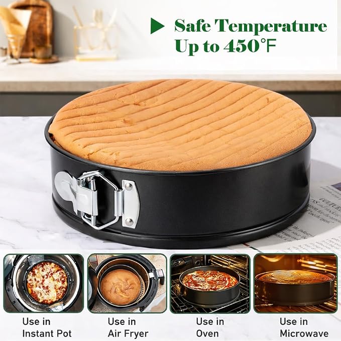 9 Inch Springform Pan 50Pcs Parchment Paper Cheesecake Nonstick Baking Mold | Round Tin Leakproof Removable Bottom Bakeware for Cake Pie Pizza and Quiches Carbon Steel and Non-stick Coating