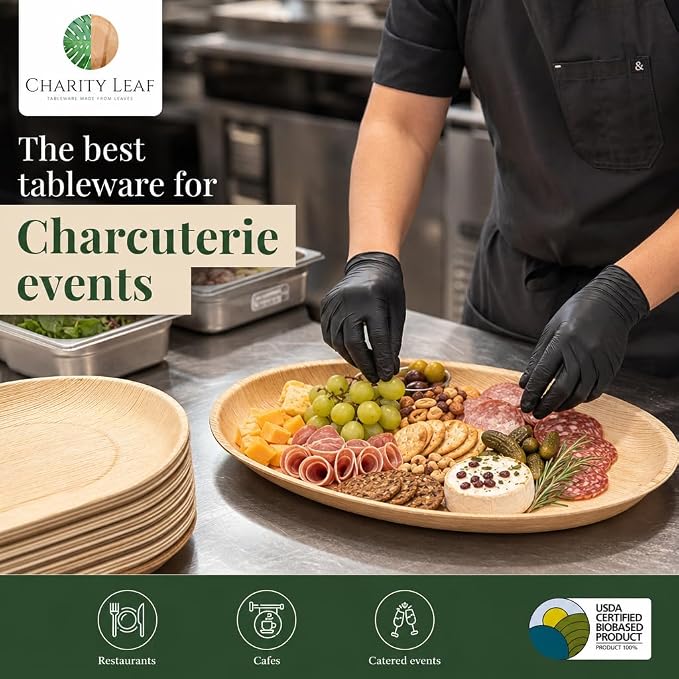 Disposable 17" x 12" Bamboo Trays (10 pieces) Bamboo Serving Platters, Disposable Boards, Eco-Friendly Dinnerware For Weddings, Catering, Events