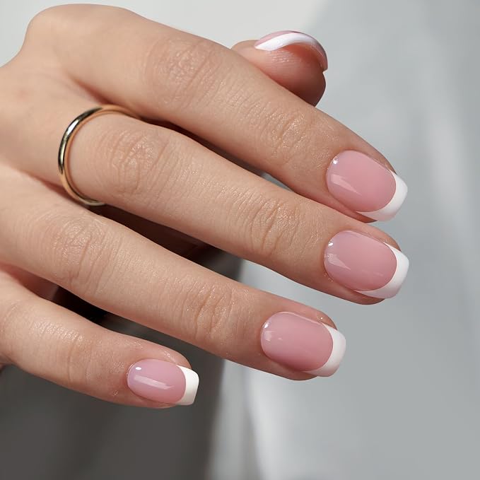 BTArtboxnails XCOATTIPS White French Tip Press On Nails, XS Squoval, Pink | Lamp-Curable, 4-Week Wear, Salon Quality Value at Home, Natural Nail Look, Easy-to-Apply for Beginners, 160Ct Nail Tips Only