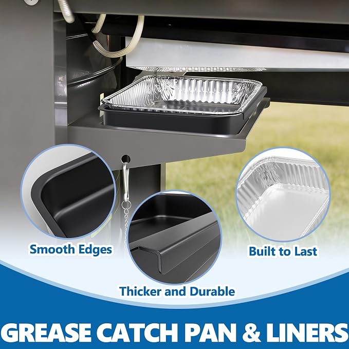 Grease Catch Pan Kit with 10 Liners for Weber Spirit & Genesis II, Black | 83156 Grill Grease Tray+6415 Disposable Foil Liner, for Weber Spirit e-310/210/220/320/330 & Genesis II e-310/315/325/330/335