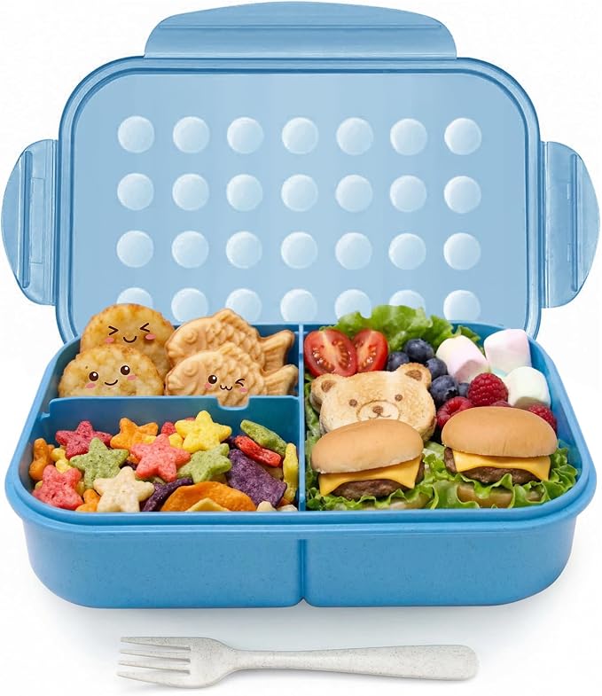 MISS BIG® Bento Lunch Box for Kids, 1150ml, 3 Compartments, Nile Blue | Nile blue kids bento box for school lunch, daycare food, snack portions, picnic, and travel meals.