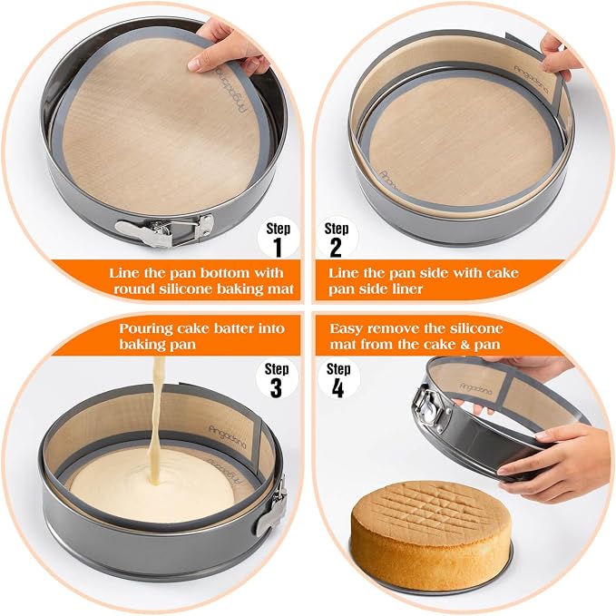 Silicone Baking Mat for Springform Pan 9 inch, Prevent cake from Sticking to Bottom and Side,Easy Clean & Non Sick Silicone Baking mat for Cheesecake Pan