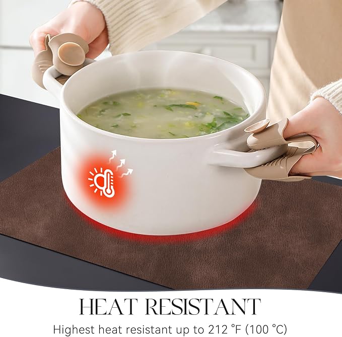 MOSAYT Vinyl Placemats Set of 4-12 X 17 Inch - Faux Leather 100% Waterproof Oil-Proof Wipeable PU Place Mats, Heat Resistant Reversible Table Mats for Kitchen, Dining, Outdoor, Coffee