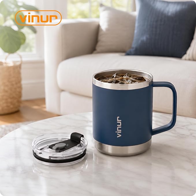 Pour Over Coffee Maker-12 oz Insulated Mug With Stainless Steel Filter | Stainless Steel Double Wall Vacuum Insulated Coffee Maker With Stainless Steel Filter for Home, Camping, Office (Slate Blue)
