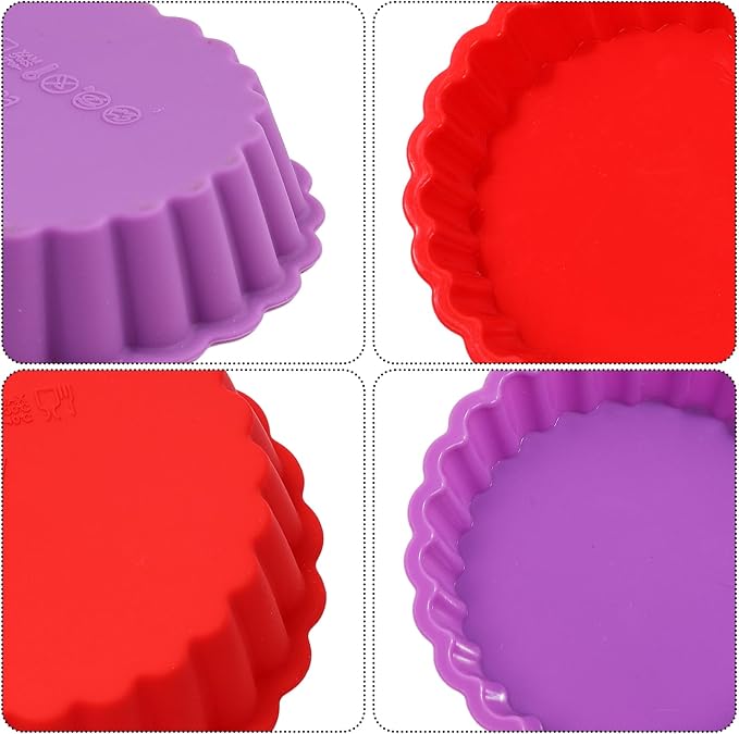 Silicone Quiche Pan, Mini Pie Pan Round Silicone Tart and Pie Molds 10 Pack | BPA Free, Oven Dishwasher Safe, Food-Grade Silicone, Heat-resistant: -104°F to 446°F, Easy Release & Clean