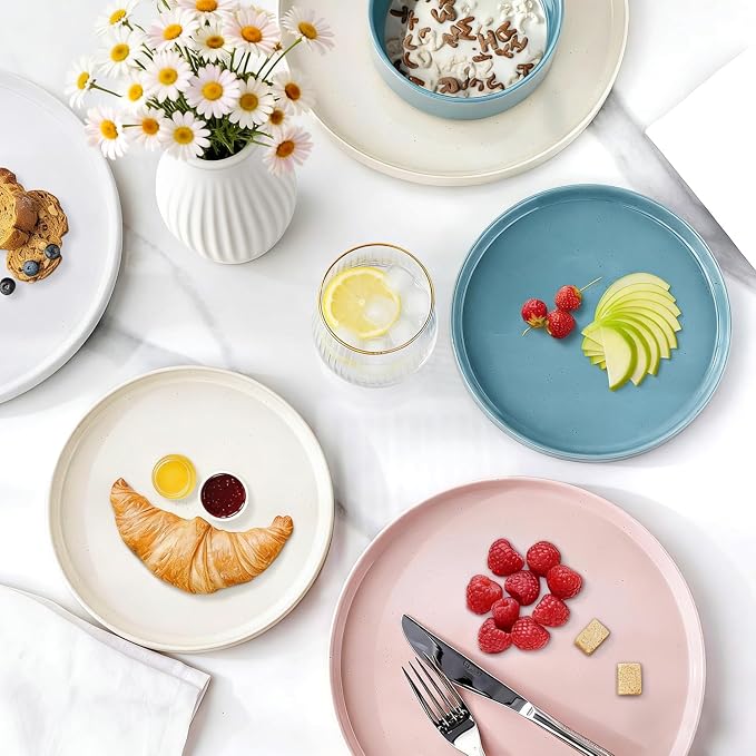 AmorArc Stoneware Dinnerware Sets for 4,12Pcs Plates and Bowls Set | Handmade Ceramic Dish Set,Dishwasher & Microwave Safe,Scratch Resistant-Colorful