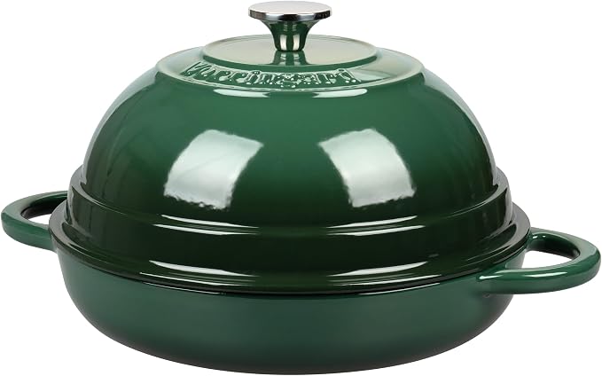 Cast Iron Enameled Dutch Oven Pot with Lid for Bread Baking, Bread Oven, 6 Quart, Dark Green