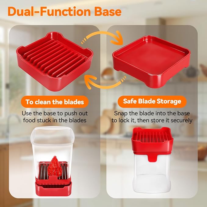 2 Pack Fruit Slicer Cup for Strawberry, Banana, Hard-Boiled Egg - Detachable Cutter with Push Plate - Rapid & Safe Slicing Kitchen Gadget for Quick Meal Prep(Black + Red)