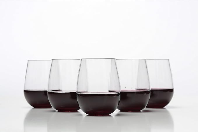 Stemless Wine Glasses - Unbreakable Shatterproof BPA Free Plastic Tritan (Set of 8) 16oz - Dishwasher Safe