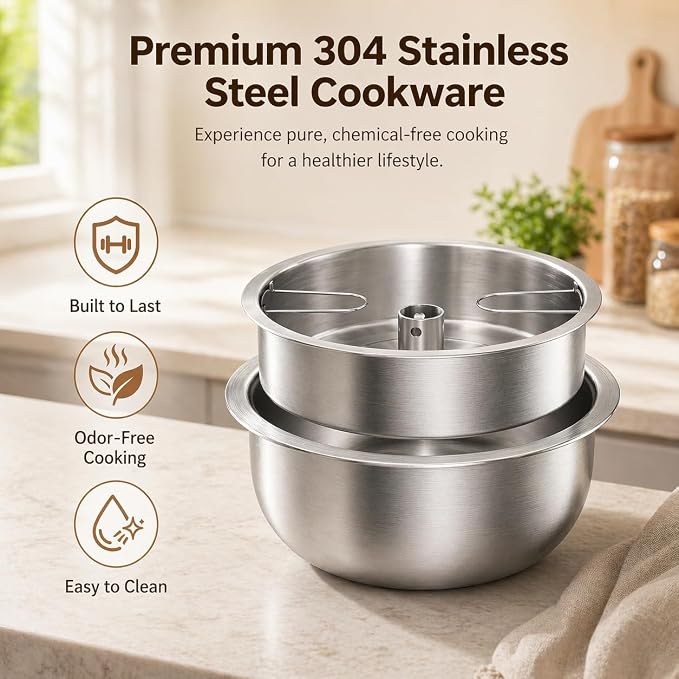 OCTAVO Low Carb Rice Cooker, 5-Cup Uncooked Stainless Steel Inner Pot, Low Sugar Rice Maker with 24H Timer and Auto Keep Warm, Small Rice Maker LED Display, White Rice/Brown Rice/Grains/Oatmeal