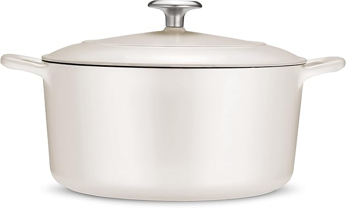 Tramontina Bestow Enameled Cast Iron 5.5-Qt Round Dutch Oven Pot with Lid | Great for Braising, Roasting and Bread Baking - Matte White
