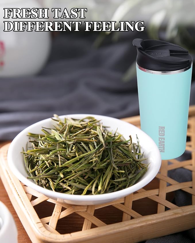 GiNT 17oz Travel Tea Mug with Infuser, 2 Lids. Vacuum Insulated 316 Stainless Steel Coffee Mug. Dishwasher Safe Tea Cup with Strainer for Hot & Cold Brew Coffee. Mothers Day Gifts for Mom (Green)