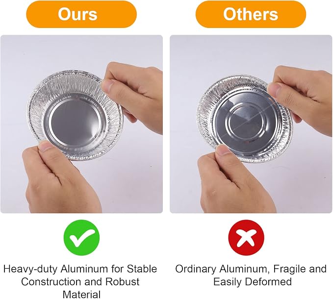 5 Inch Aluminum Foil Mini Pie Pans - Disposable Small Pie Tins For Bakeries, Cafes, Restaurants - Durable Mini Foil Pans for Pie, Fruit Tarts, Quiche (50, 5 Inch)