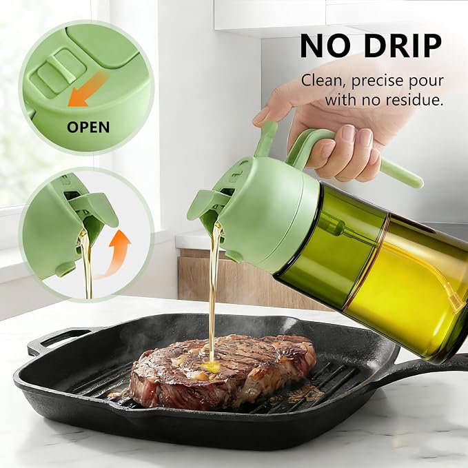 2-Pack Olive Oil Sprayer & Dispenser Bottle for Cooking, Air Fryer, BBQ, and Salad – 2-in-1 Oil Mister Kitchen Accessory
