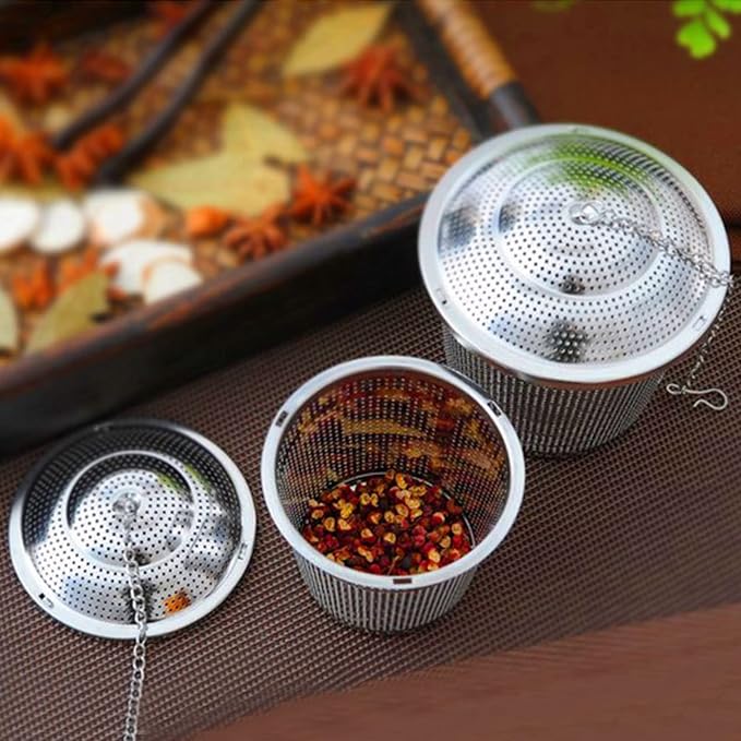 Numola Tea Ball Infuser for Loose Tea with Spoon and Drip Tray, 2Pcs | Loose Leaf Tea Infusers Set, Fine Mesh Tea Steeper, With Spoon and Drip Trays, Extended Chain Hook, Gifts for Men and Women