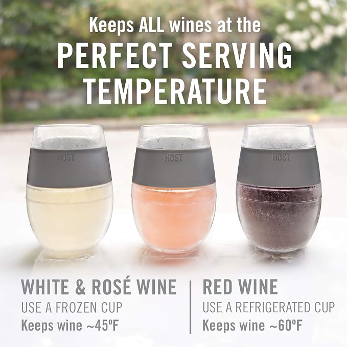 Host Plastic Stemless Wine Glasses - Double Wall Insulated FREEZE Drink Chiller Marble Wine Cup with Freezing Gel, Wine Glasses for Red and White Wine, 8.5 oz, Marble
